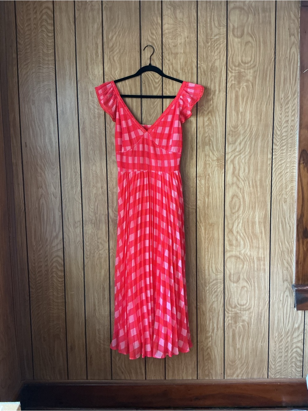 Pink and Red Check Midi Dress - Women